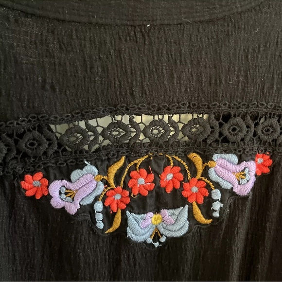 Free People Black Ruffled Embellished Long Sleeve Blouse - Picture 7 of 15